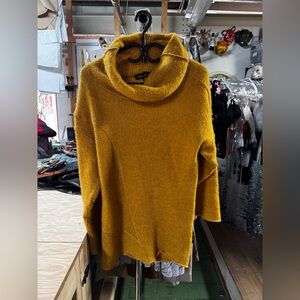 Cozy Mustard Cowl Neck Knit Sweater